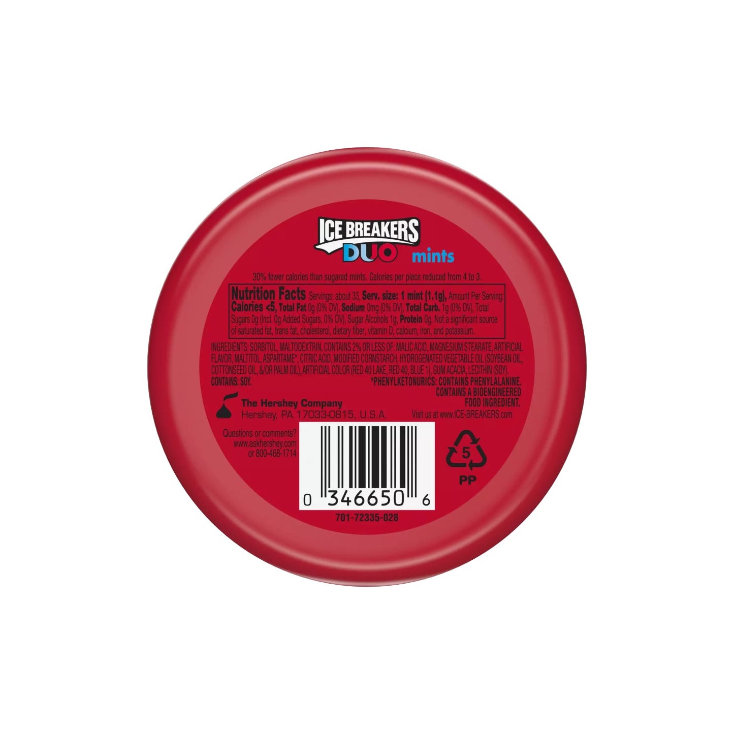 ICE BREAKERS DUO Strawberry Sugar Free Mints 36g.