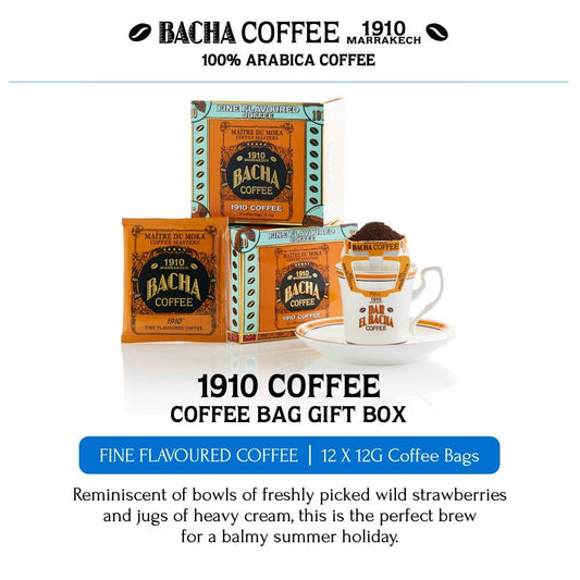 Bacha Coffee 1910 Fine Flavoured, 100% Arabica Beans, Medium Roast, 12 Individually Wrapped Single Serve Filter Bags