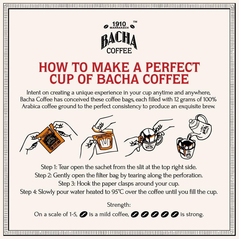Bacha Coffee Baraka Decaffeinated โ Fine Flavoured Arabica with Dark Chocolate & Orange Notes | 12 Coffee Bags
