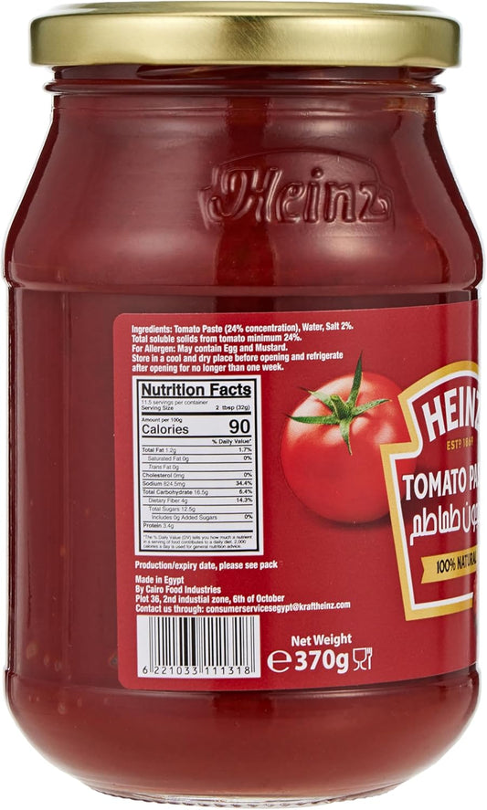 Heinz Tomato Paste 370g | 100% Natural Tomatoes | Rich Flavor for Cooking Sauces, Soups & Stews | Product Of Eygpt