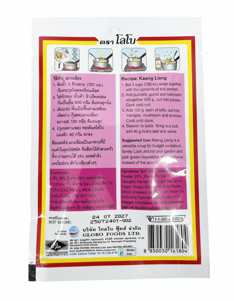Lobo Kaeng Liang Seasoning Mix 30 g – Thai Shrimp & Vegetable Soup Base, No MSG