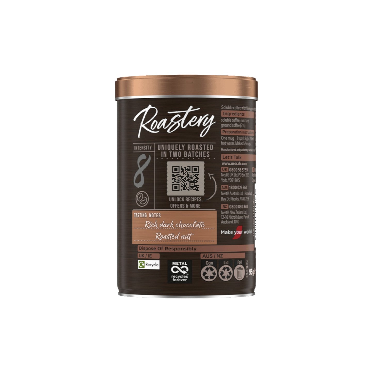 NESCAFE Roastery Dark Roast (Rich & Intense) 95g.