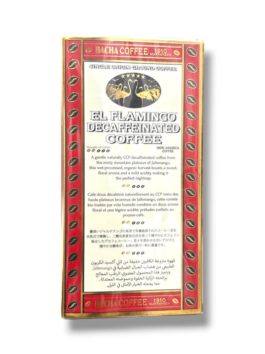 Bacha Coffee El Flamingo Decaffeinated – Single Origin Arabica Ground Coffee, 250g | Luxury Decaf Coffee