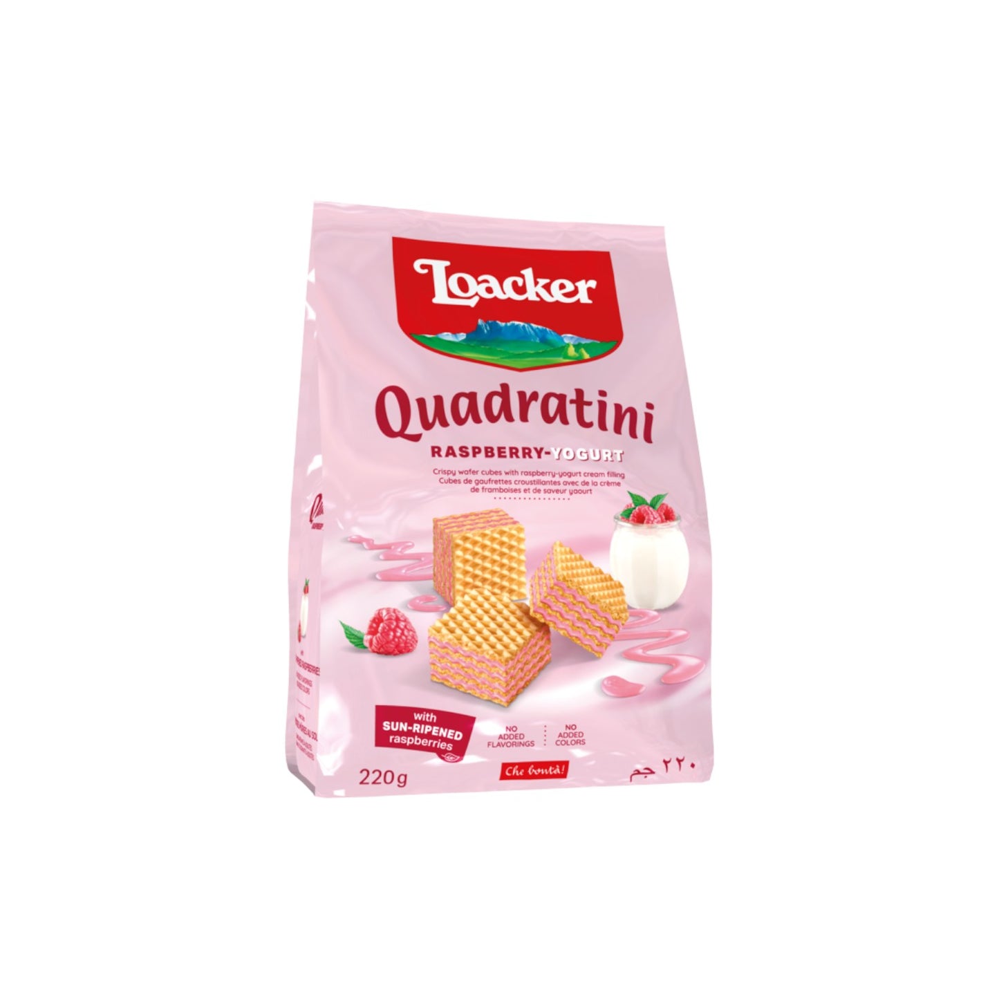 Loacker Quadratini Raspberry Yoghurt Crispy Wafer 220g