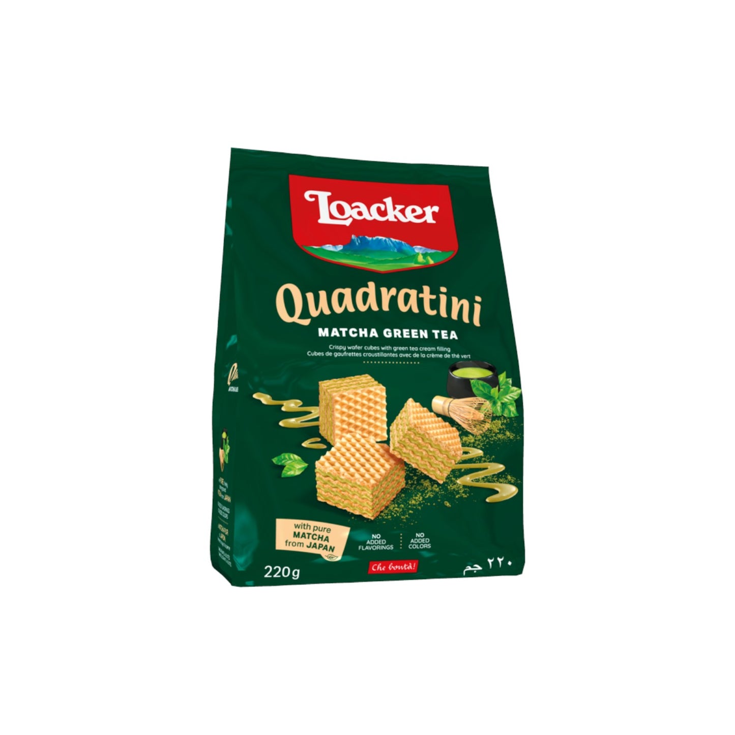 Loacker Quadratini Matcha Green Tea Crispy Wafer 220g