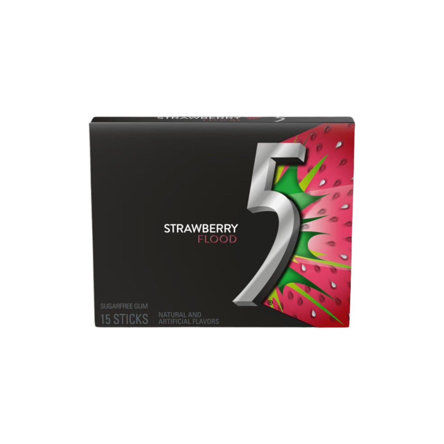 5 Gum Strawberry Flood Sugarfree Chewing Gum (15 sticks)