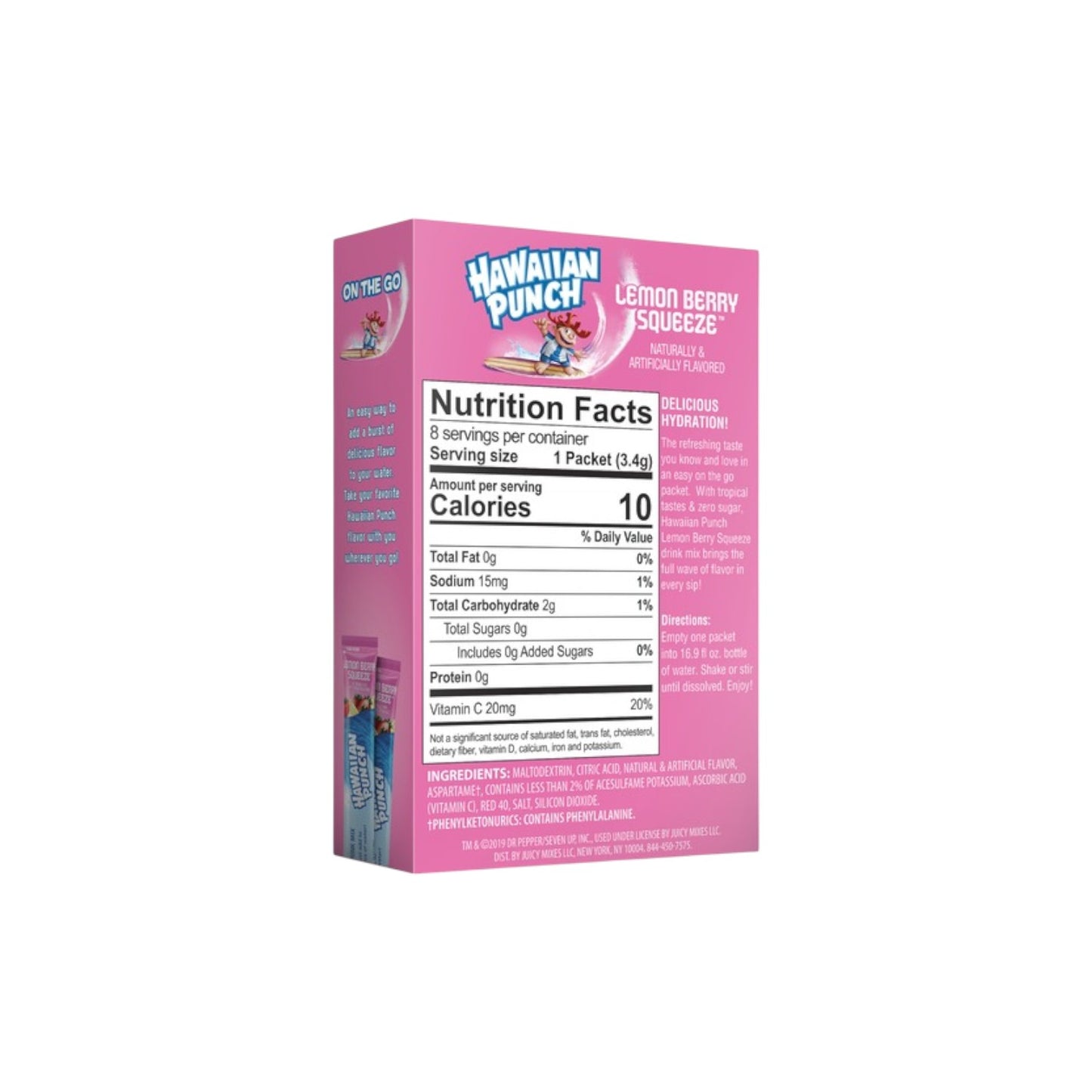 HAWAIIAN PUNCH Lemon Berry Squeeze Flavored (sugar free) Drink Mix(8 packets)