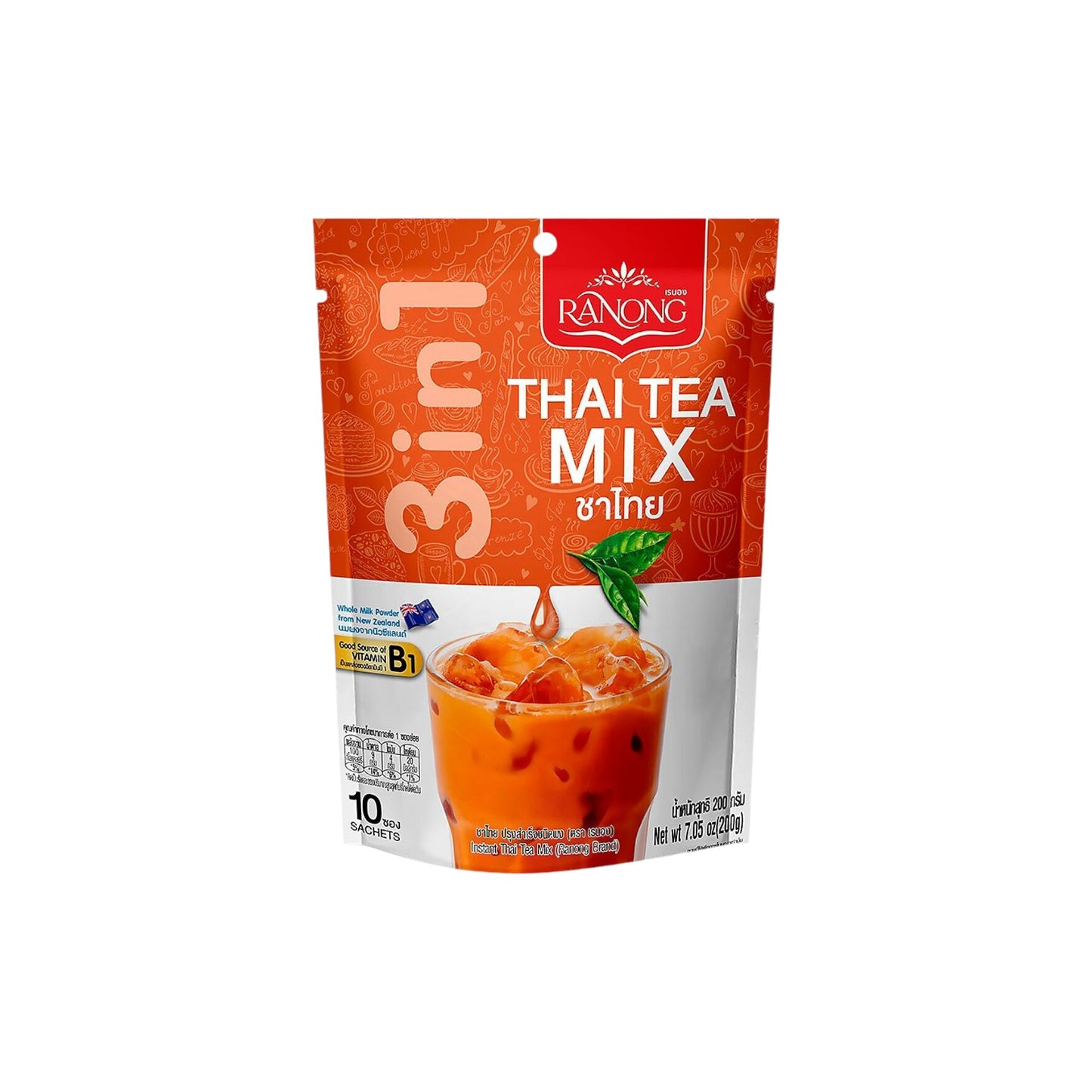 RANONG 3 in 1 Instant Thai Tea Mix 200g (10 sachets)
