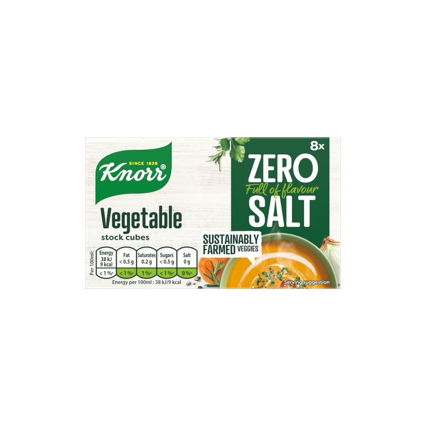 Knorr Zero Salt Vegetable Stock Cubes 72g (8 cubes)