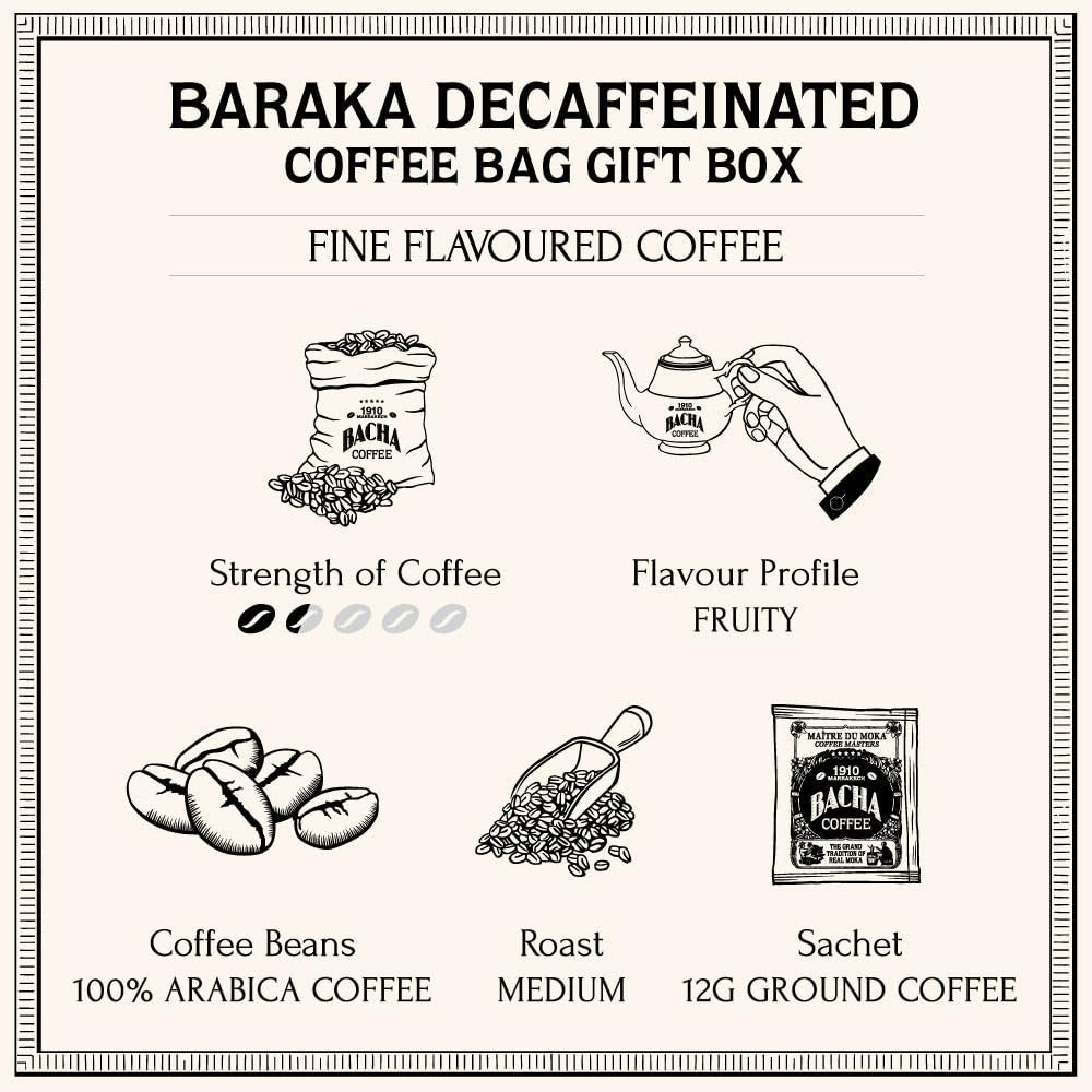 Bacha Coffee 1910 Fine Flavoured, 100% Arabica Beans, Medium Roast, 12 Individually Wrapped Single Serve Filter Bags