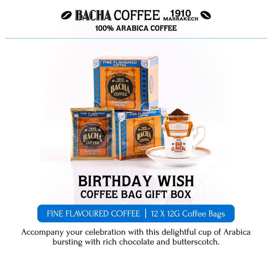 Bacha Coffee Birthday Wish – Fine Flavoured Arabica Coffee Bags (12 Sachets, 144g) 🎉☕ | Chocolate & Butterscotch Infused | Gourmet Gifting