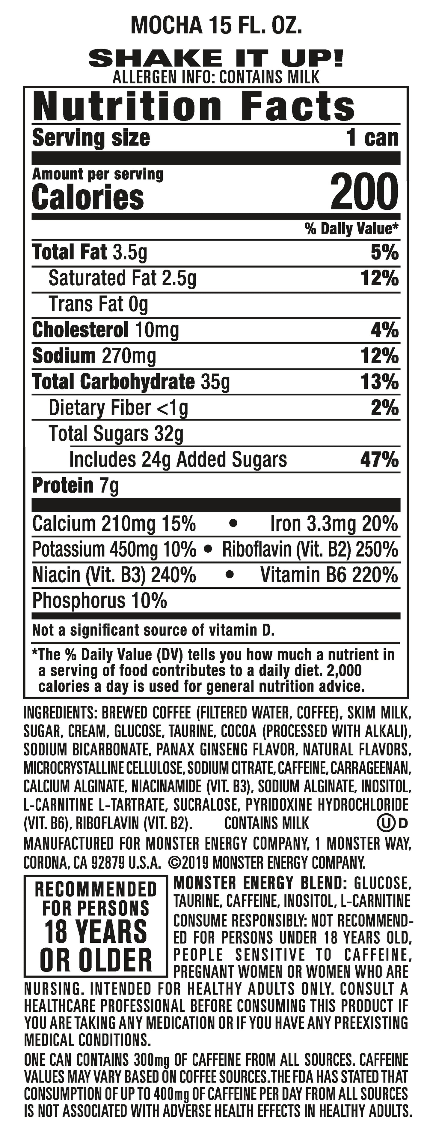 Java Monster 300 Mocha, Triple Shot, 15 fl oz Cans