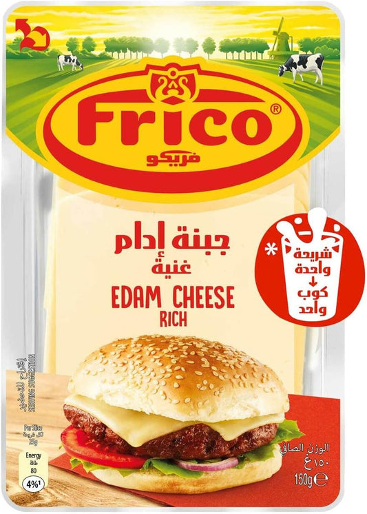 Frico Edam Cheese Rich Slices – Authentic Dutch, Mild & Nutty Flavour, Perfect for Burgers and Sandwiches 150gm