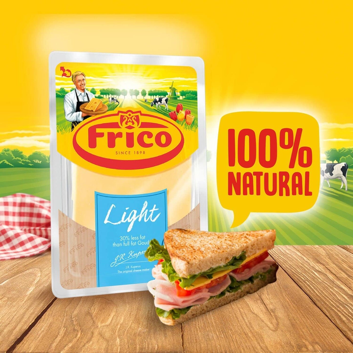 Frico Light Gouda Cheese Slices – 30% Less Fat, High Protein, Imported from Holland 150gm