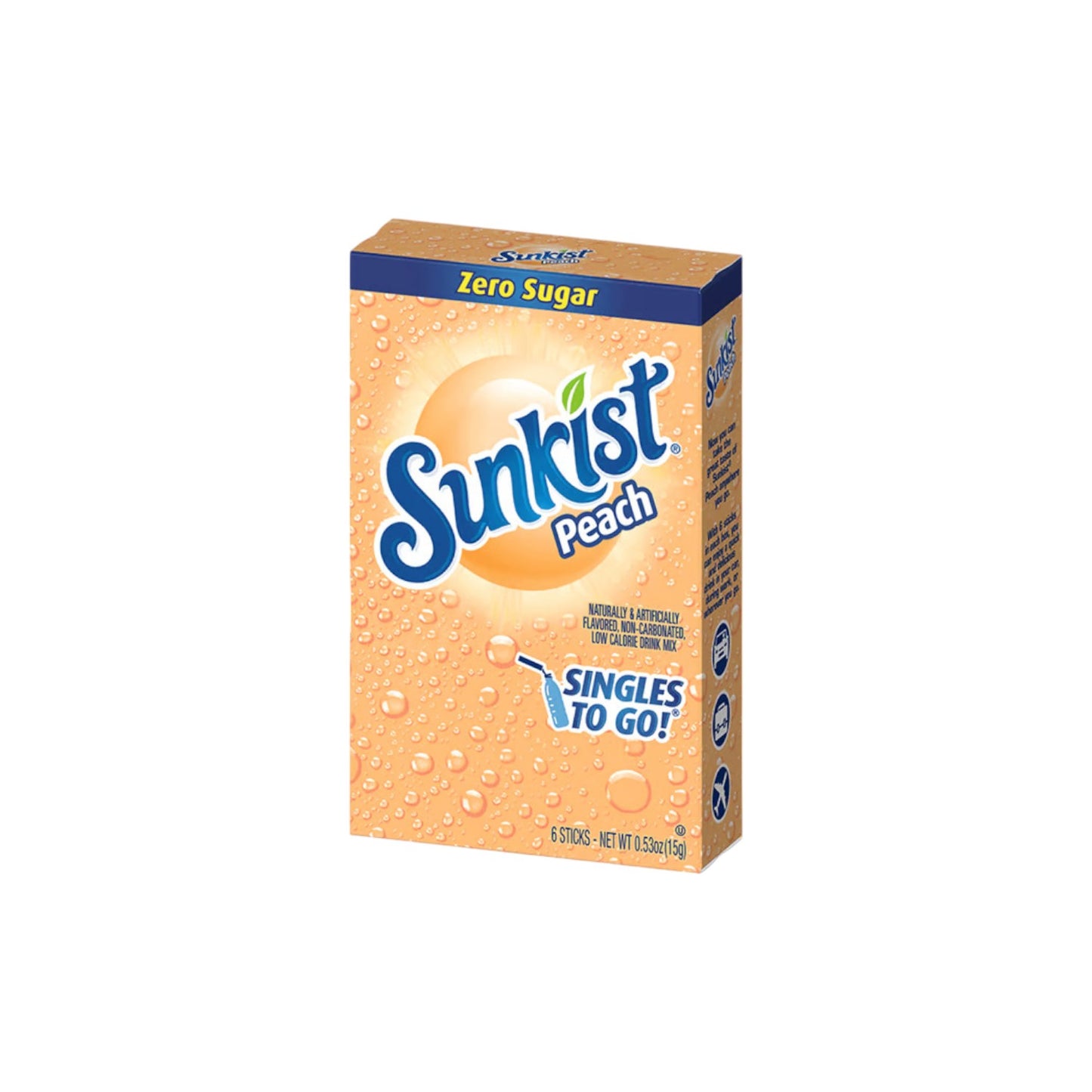 Sunkist Peach Flavored (zero sugar) Drink Mix (6 singles)