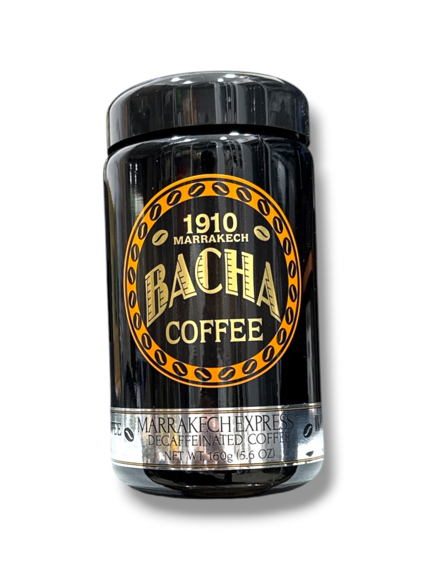 Bacha Coffee Marrakech Express decaffeinated coffee jar 160g with wax seal and ribbon