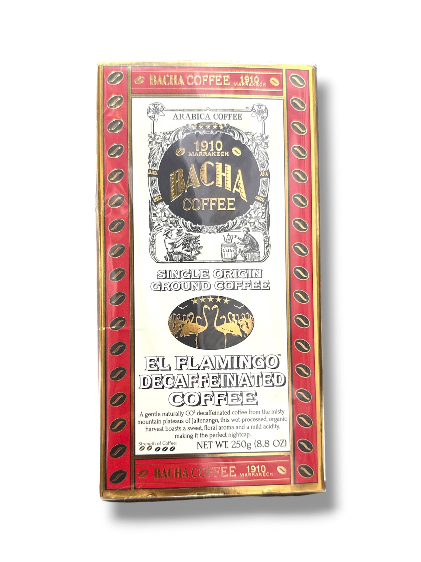 Bacha Coffee El Flamingo decaffeinated ground Arabica coffee 250g