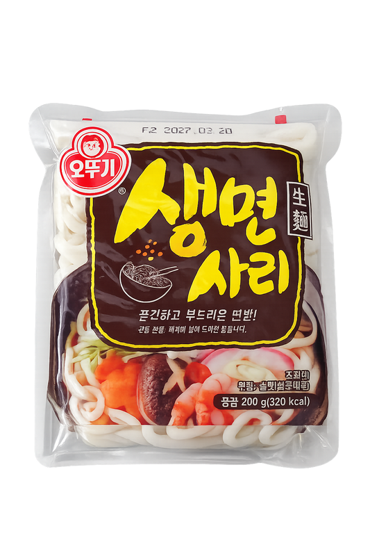 Ottogi Fresh Udon Noodles (Saeng Sari) 200g – Korean Thick Wheat Udon Noodles for Soup, Stir Fry, Ramen & Hot Pot