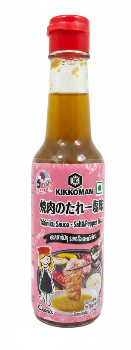 Chefsneed Kikkoman Japanese Yakiniku barbecue sauce salt and pepper taste 150ml pink label glass bottle