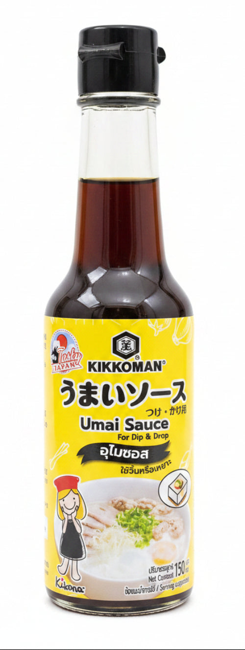 Chefsneed Kikkoman Umai Sauce for dip and drop 150ml yellow label glass bottle 