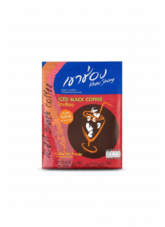Khao Shong Iced Black Coffee Mix Powder 10 Sticks (40g Each) – Cold Water Soluble Instant Thai Coffee
