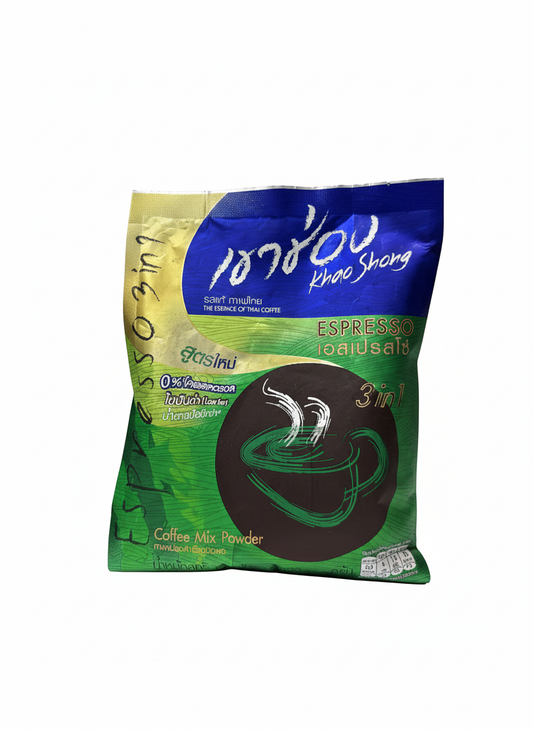 Khao Shong 3in1 Espresso Coffee Mix Powder 25 Sticks (14 g Each) – Low Fat Thai Instant Coffee