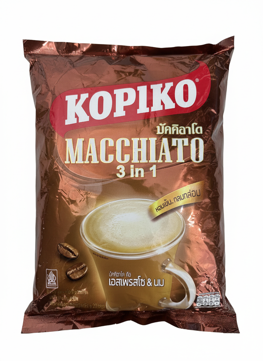 Kopiko Macchiato 3in1 Coffee Mix 20 Sticks (24 g Each) – Creamy Espresso & Milk Instant Coffee