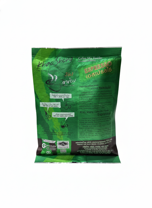 Khao Shong 3in1 Espresso Coffee Mix Powder 25 Sticks (14 g Each) – Low Fat Thai Instant Coffee
