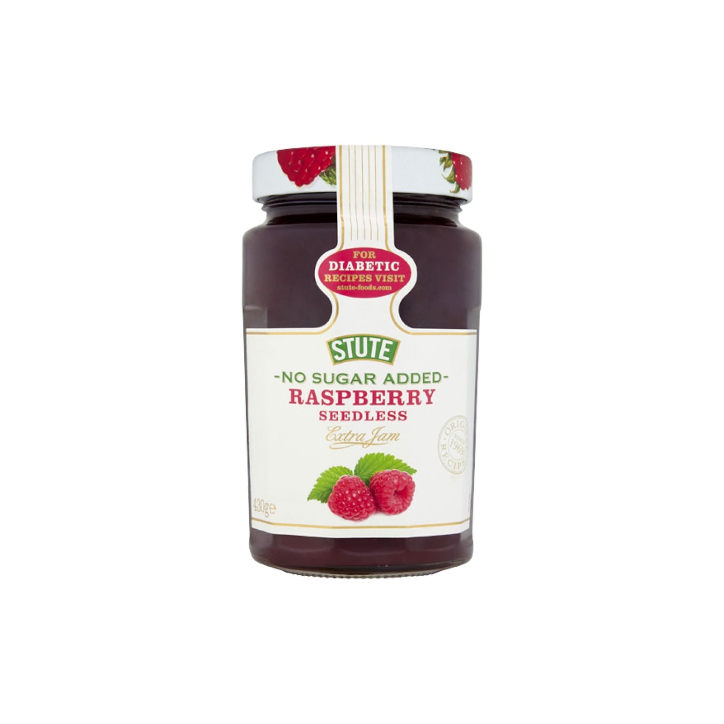 STUTE No Sugar Added Raspberry Seedless Jam 430g