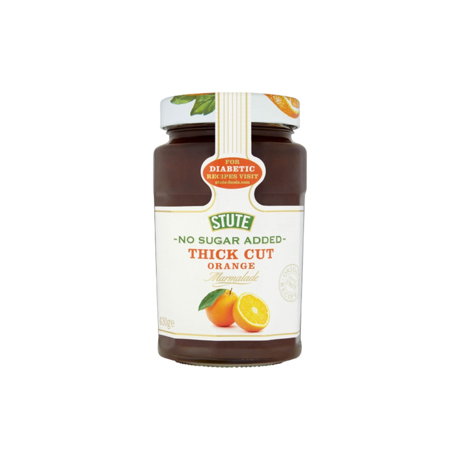 STUTE No Sugar Added Thick Cut Orange Marmalade Jam 340g