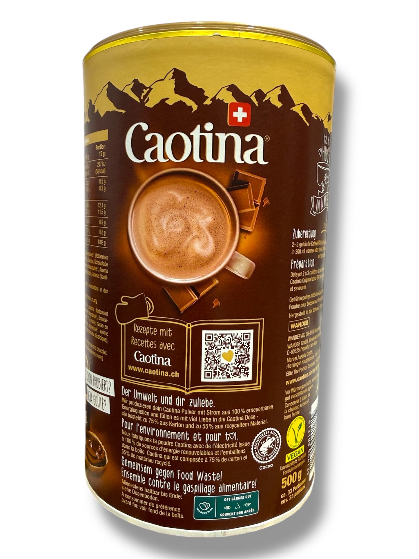 Caotina Original Swiss Chocolate Drink Powder – 500g