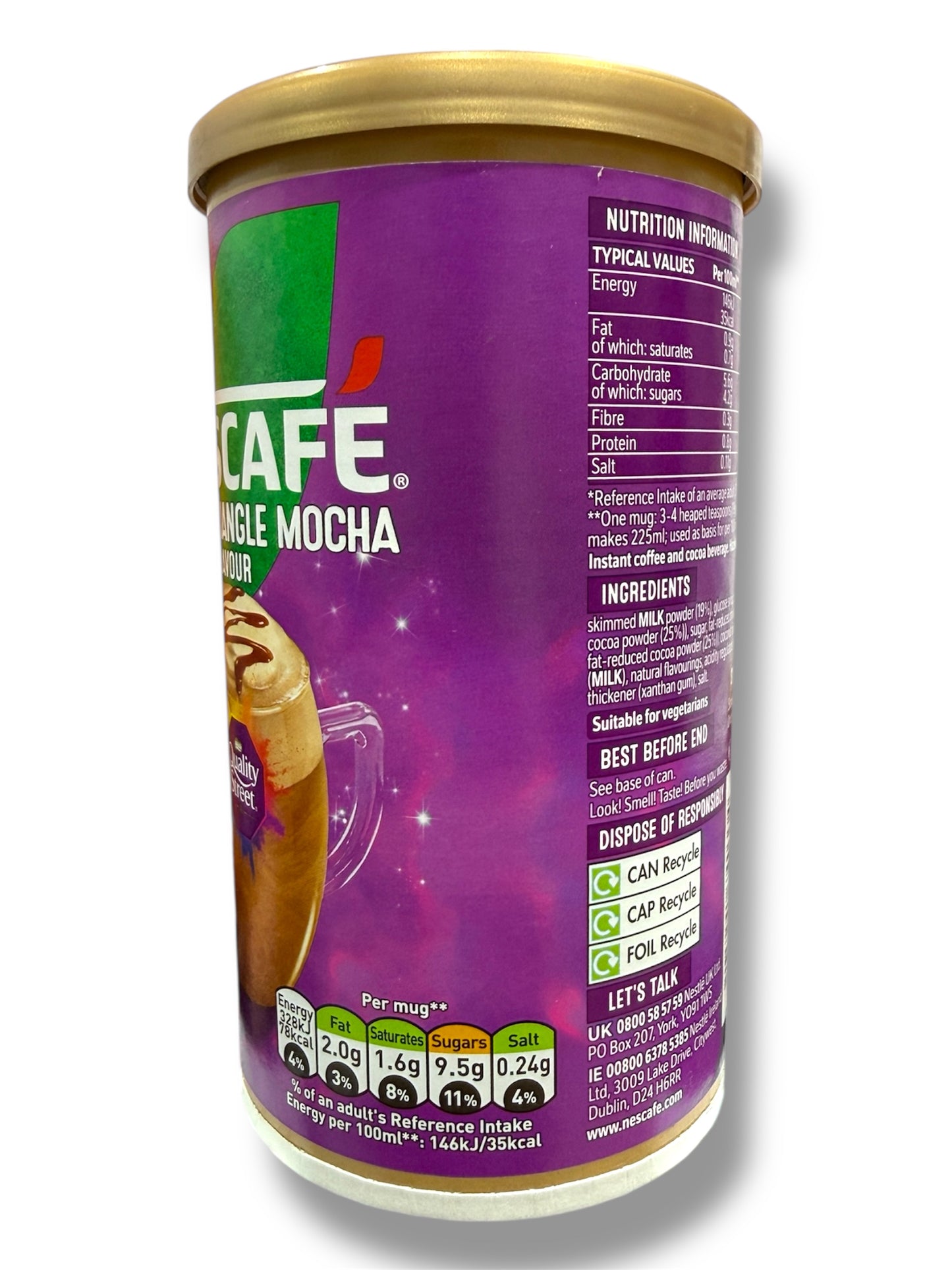 Nescafé Green Triangle Mocha Flavour Coffee – Inspired by Quality Street, Rich Chocolate & Smooth Hazelnut Blend, 260g
