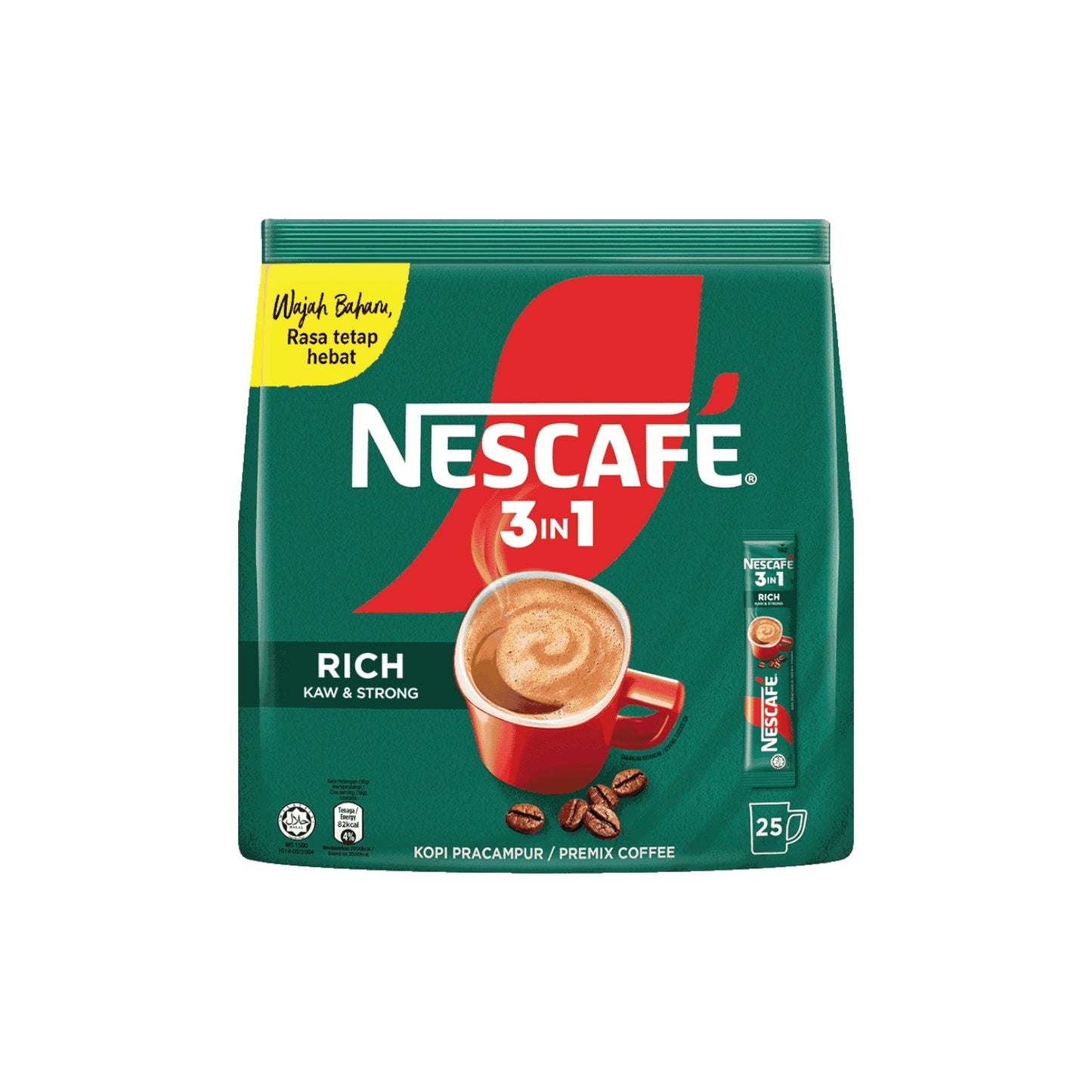 NESCAFE 3 in 1 Rich Instant Coffee (Kaw & Strong) 25 sticks