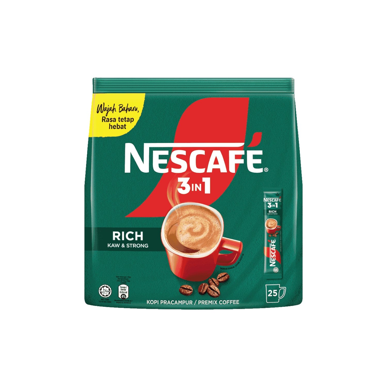 NESCAFE 3 in 1 Rich Instant Coffee (Kaw & Strong) 25 sticks