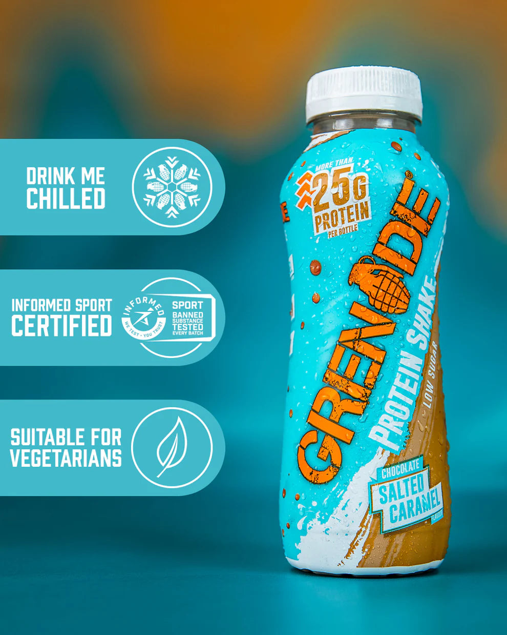 Grenade Protein Shake – Chocolate Salted Caramel | 25g Protein | Low Sugar | 330ml | Ready-to-Drink High Protein Shake for Muscle Recovery & Energy Boost