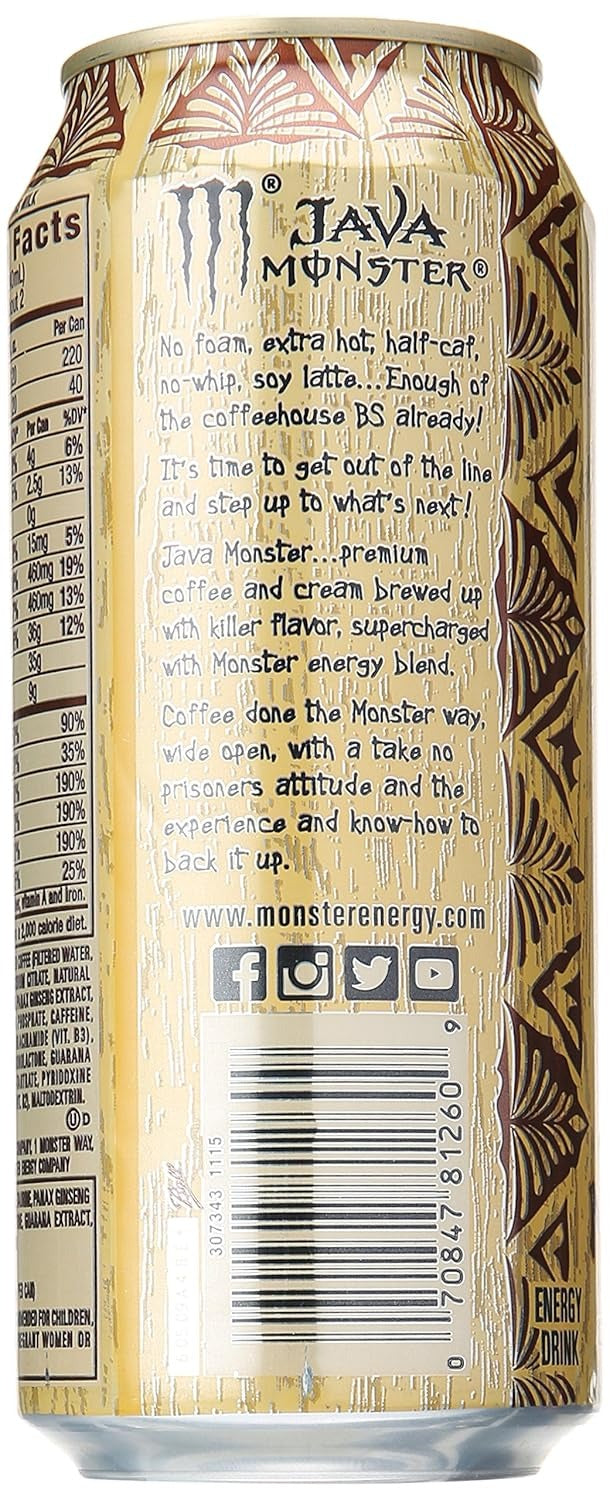 Java Monster Mean Bean – Coffee + Energy Drink 15oz | Smooth Vanilla Bean Flavor with 200mg Caffeine & B-Vitamins