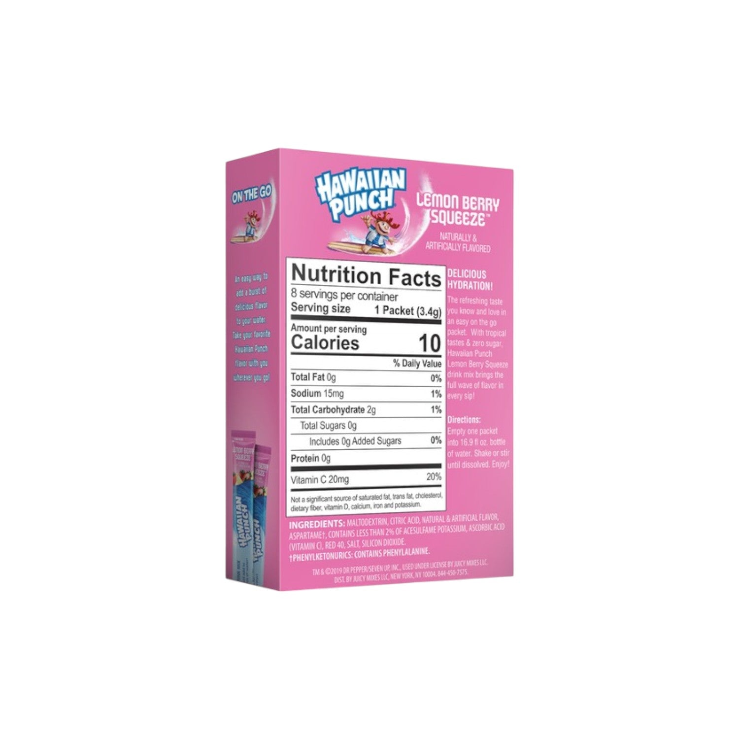 HAWAIIAN PUNCH Lemon Berry Squeeze Flavored (sugar free) Drink Mix(8 packets)