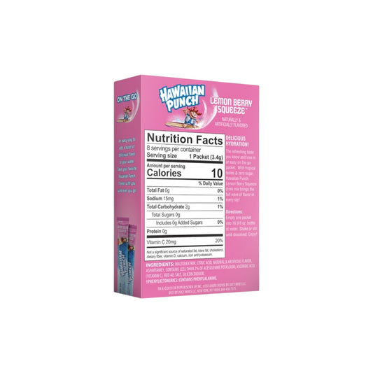 HAWAIIAN PUNCH Lemon Berry Squeeze Flavored (sugar free) Drink Mix(8 packets)
